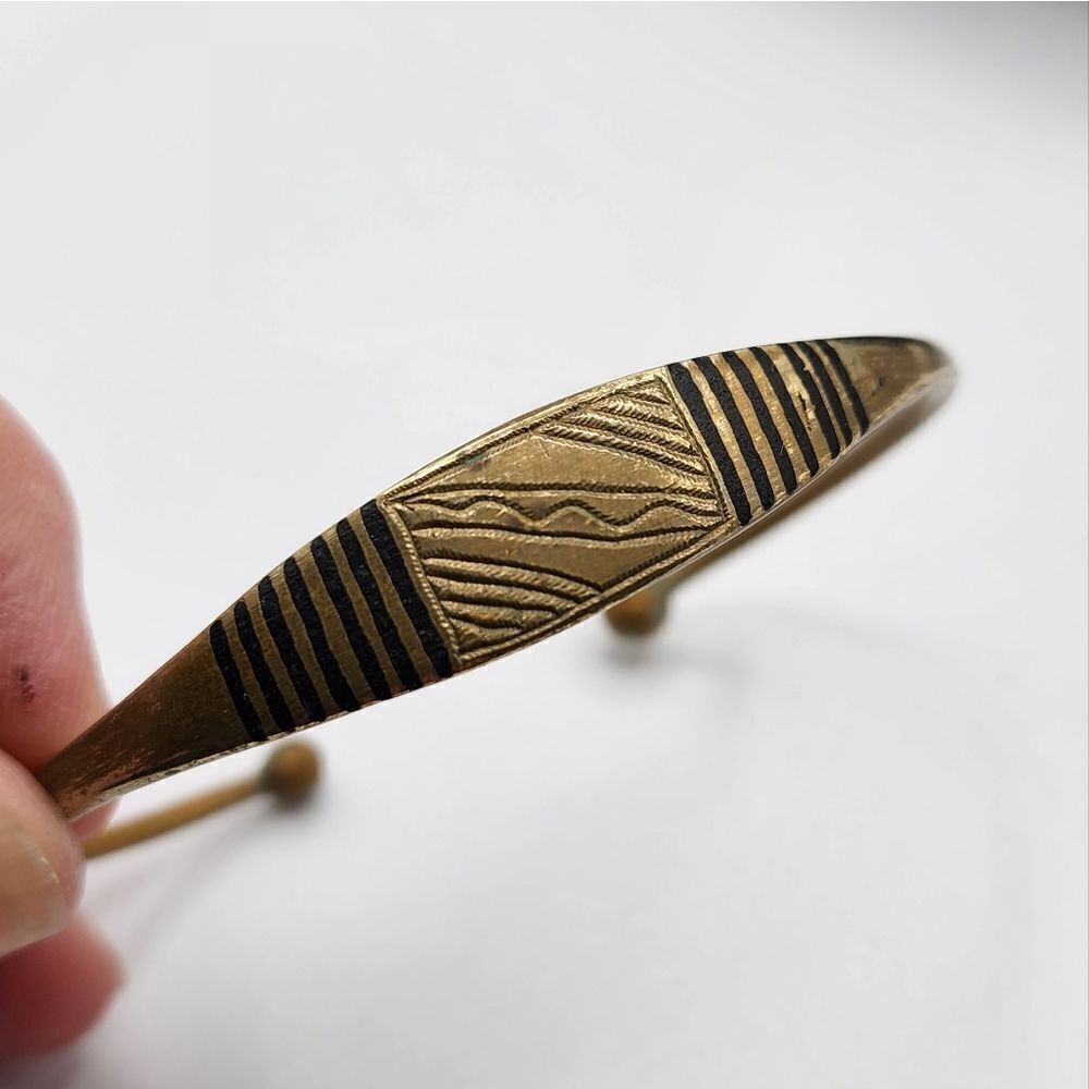 Brass & black enamel cuff